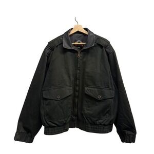Cooper Vintage Canvas Flight Bomber Jacket Leather Collar Black‎ 2XL Mens
